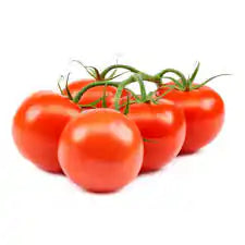 Cluster of fresh red ZabhiaNow Cluster Tomatoes on the vine, showcasing their vibrant color and ripe, juicy appearance.