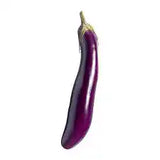 Fresh long eggplant from ZabhiaNow with smooth purple skin and green cap, ready for cooking or garnishing.